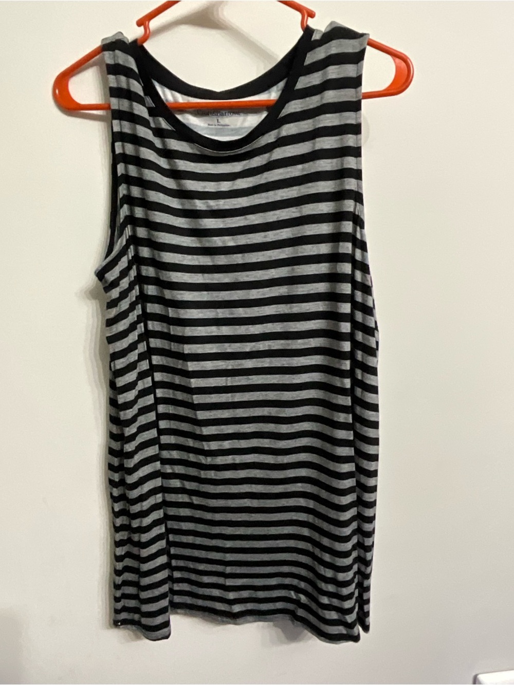 croft & barrow Black and Gray Striped Sleeveless Tank